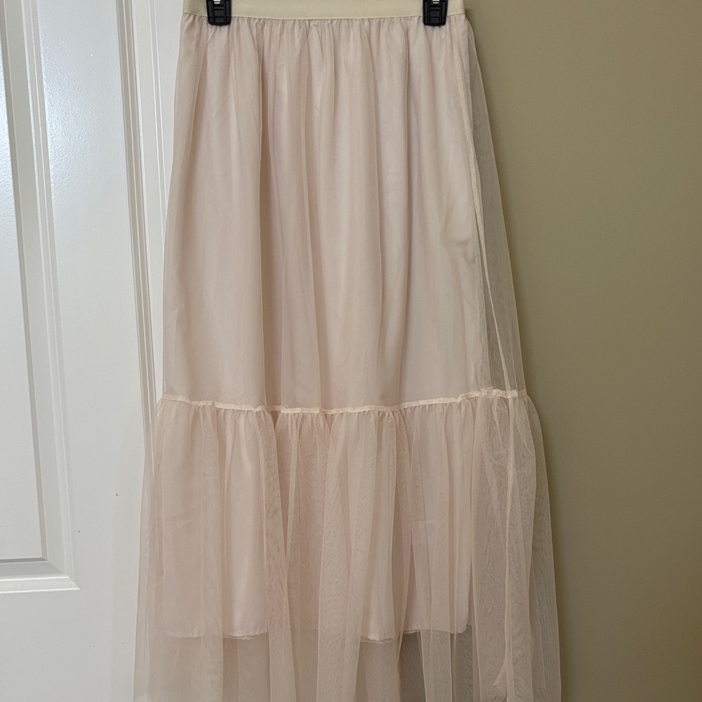 Women's Cream Tiered Tulle Skirt